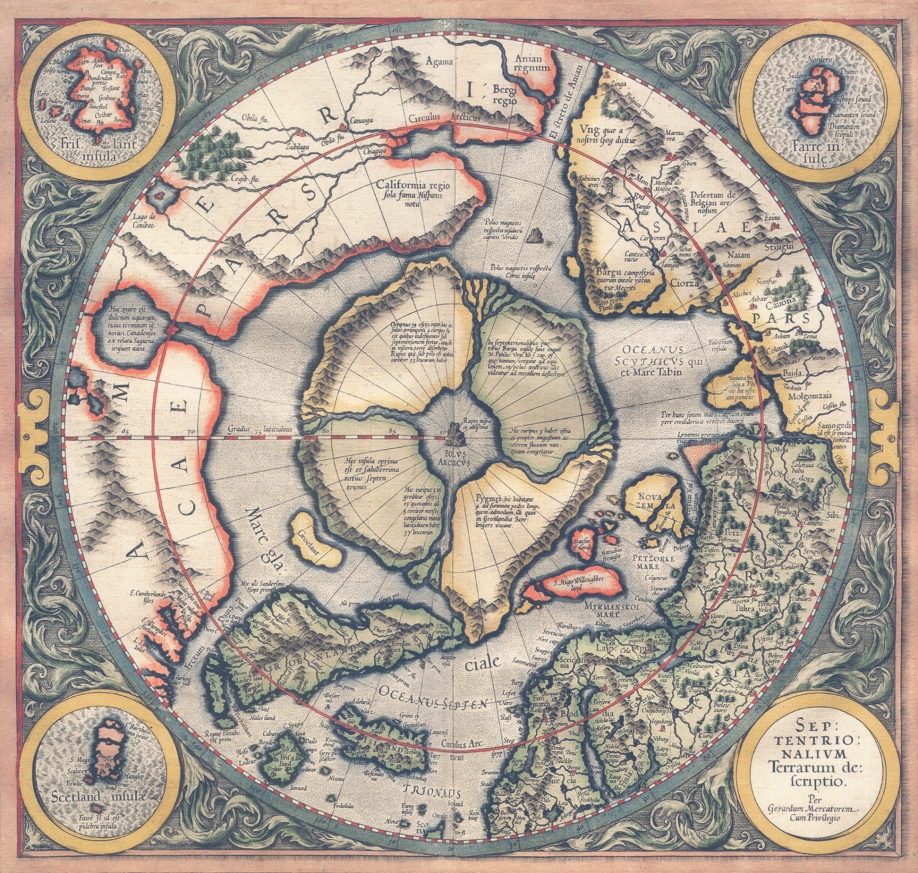 Mercator map “Septentrionalium Terrarum descriptio” of 1595 Full Size