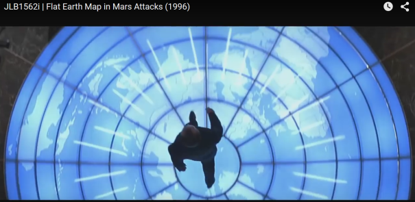 Flat Earth Map in Mars Attacks, a 1996 Movie