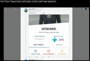 Captain Marvel 2019 Rotten Tomatoes interest fell from 96% to 26%